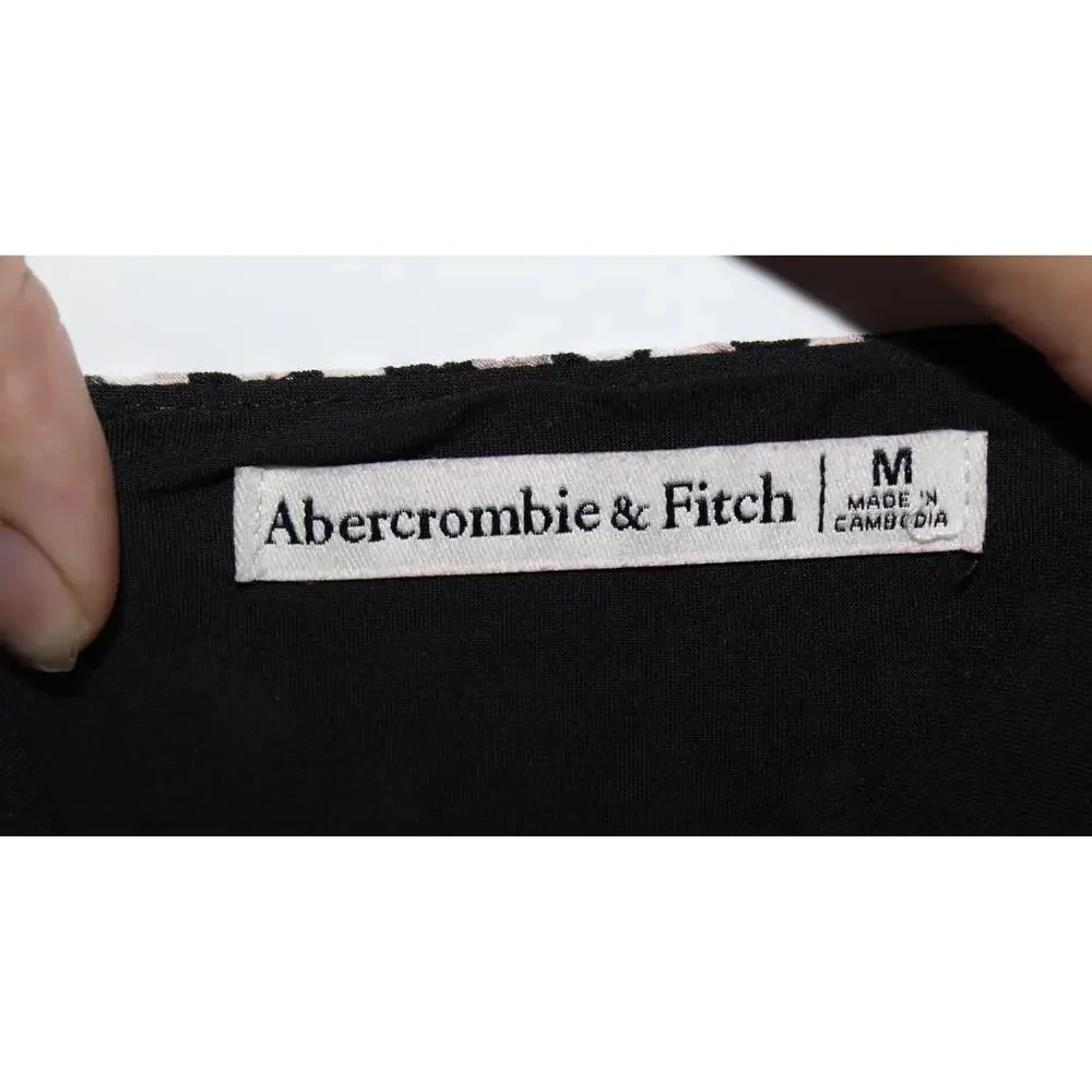 Womens Abercrombie & Fitch Black Spaghetti Straps Floral Maxi Dress Size Medium